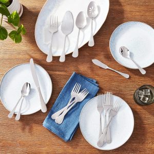 Wallace Continental Hammered 78-Piece 18/0 Stainless Steel Flatware Set, Service for 12
